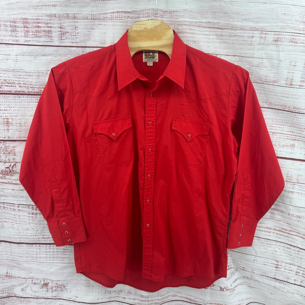 Ely Cattleman‎ Shirt Mens XL Red Western Pearl Snap Long Sleeve Cowboy Rodeo